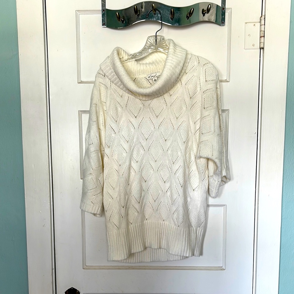 Kim Rogers Cozy White Cable Knit Sweater Size L